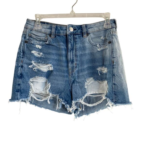 American Eagle Distressed Mom Denim Shorts Sz 8 - Picture 1 of 9